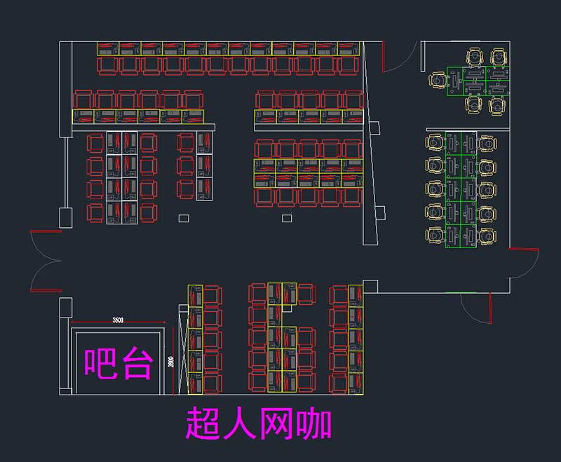 超人網咖桌椅沙發平面排位設計圖