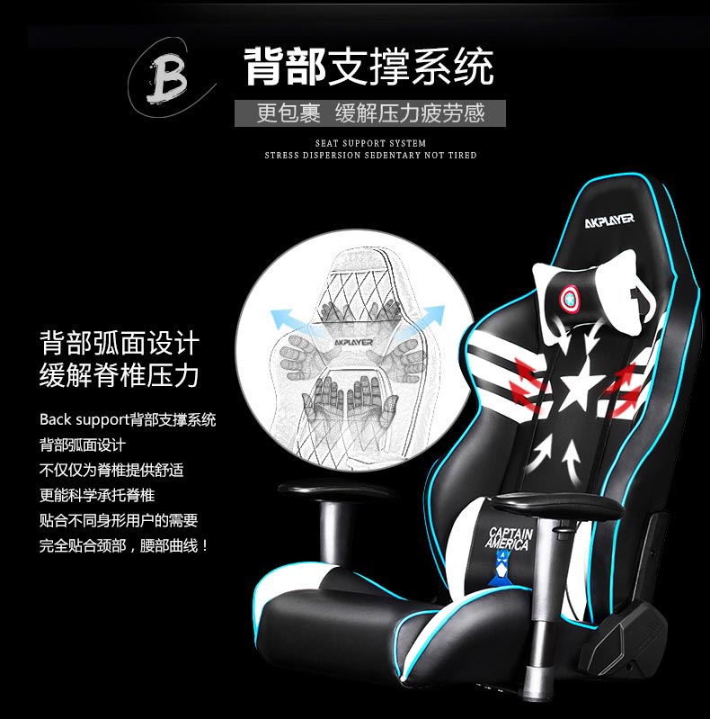 夢達網吧皮椅背部支撐系統